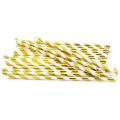 Wholesale Eco-friendly Disposable Gold White Striped Paper Straws for Party Celebration